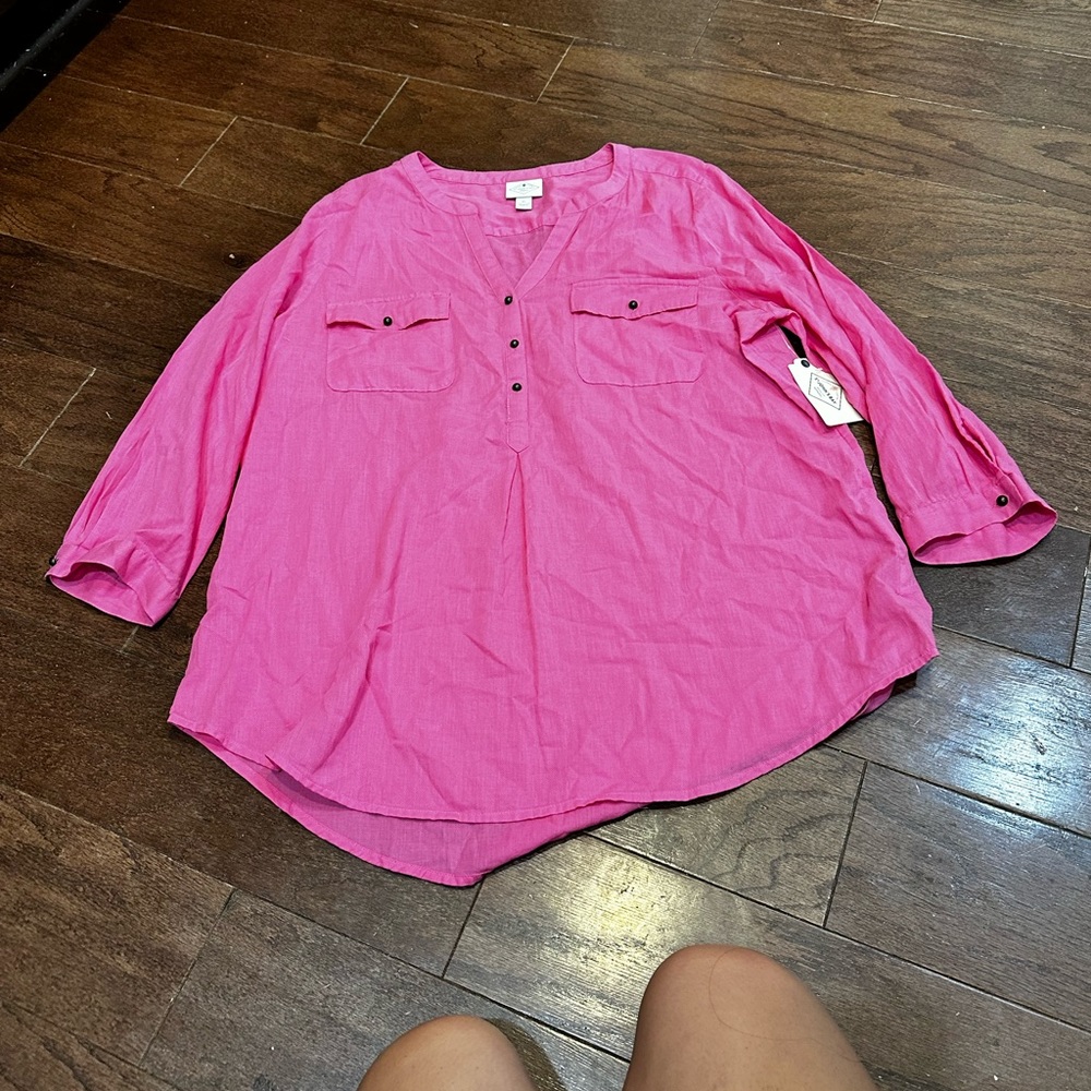 St. John’s Bay Pink Blouse Top Size XL NWT